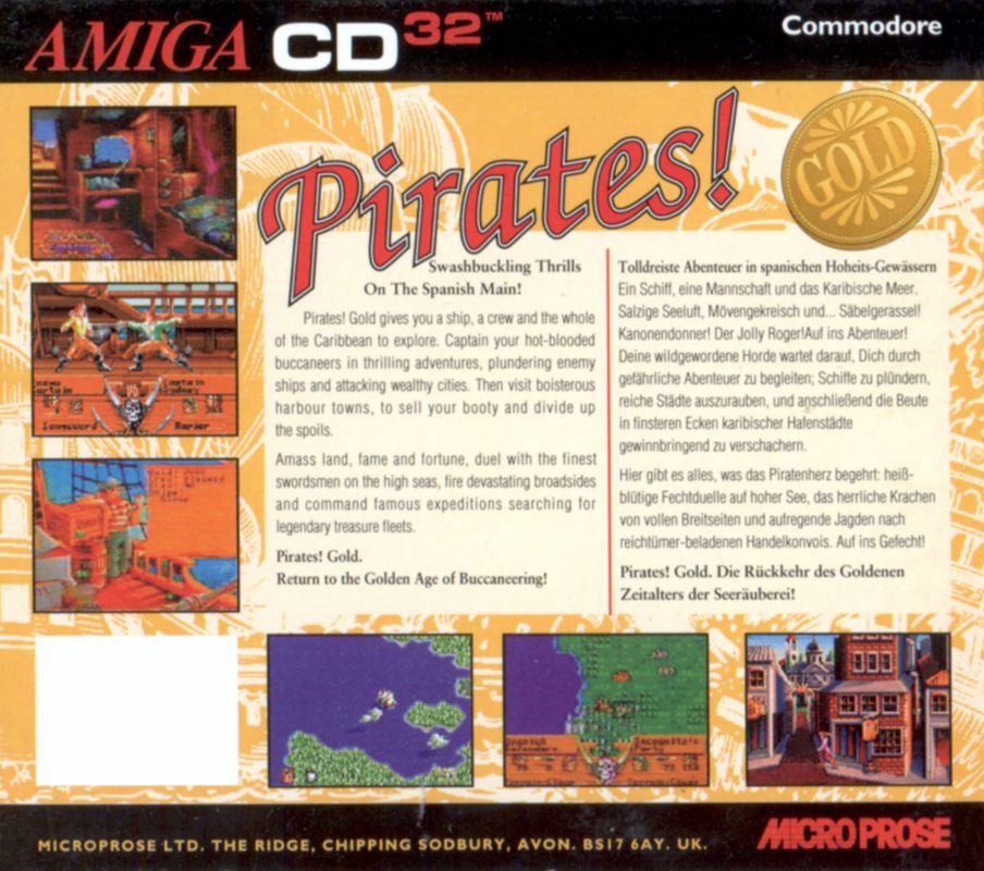 Pirates! Gold box art for Amiga CD32